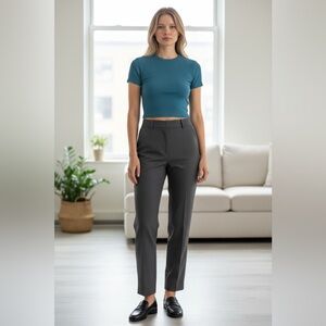 A New Day Ribbed Tee XS Teal Short Sleeve Stretch Fitted Crew Neck Top